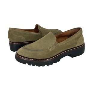 Caslon Suede Lug Sole Loafer Millany Olive Green Women’s Size 9 Water Resistant